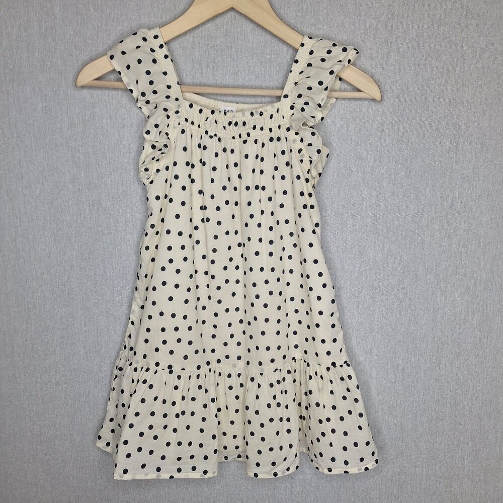 💙 Gap Kids Girls Cotton Polkadot Ruffle Straps Lined Dress Size S Preppy Cute O